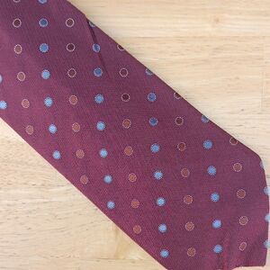 Altea Burgundy Tie with Sky Blue and Rust Dots
